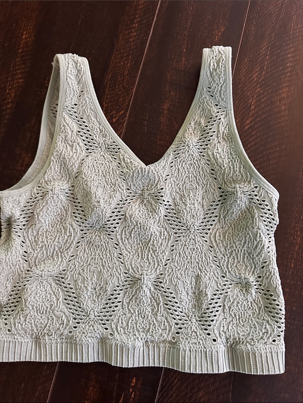 Textured V-Neck Knit Tank Top in Sage